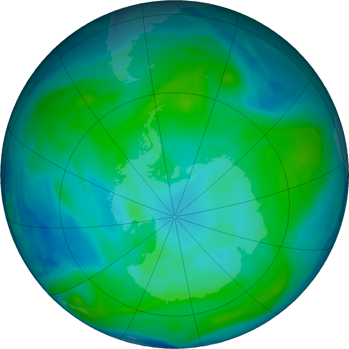 Antarctic ozone map for 19 January 2017